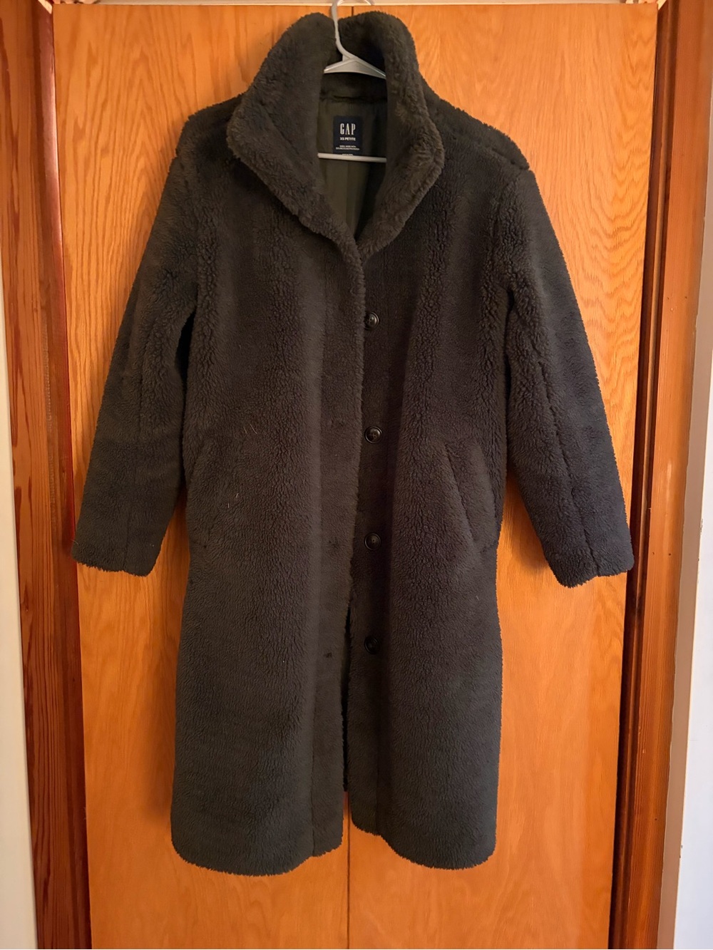 GAP Women's Dark Green Plush Teddy Coat